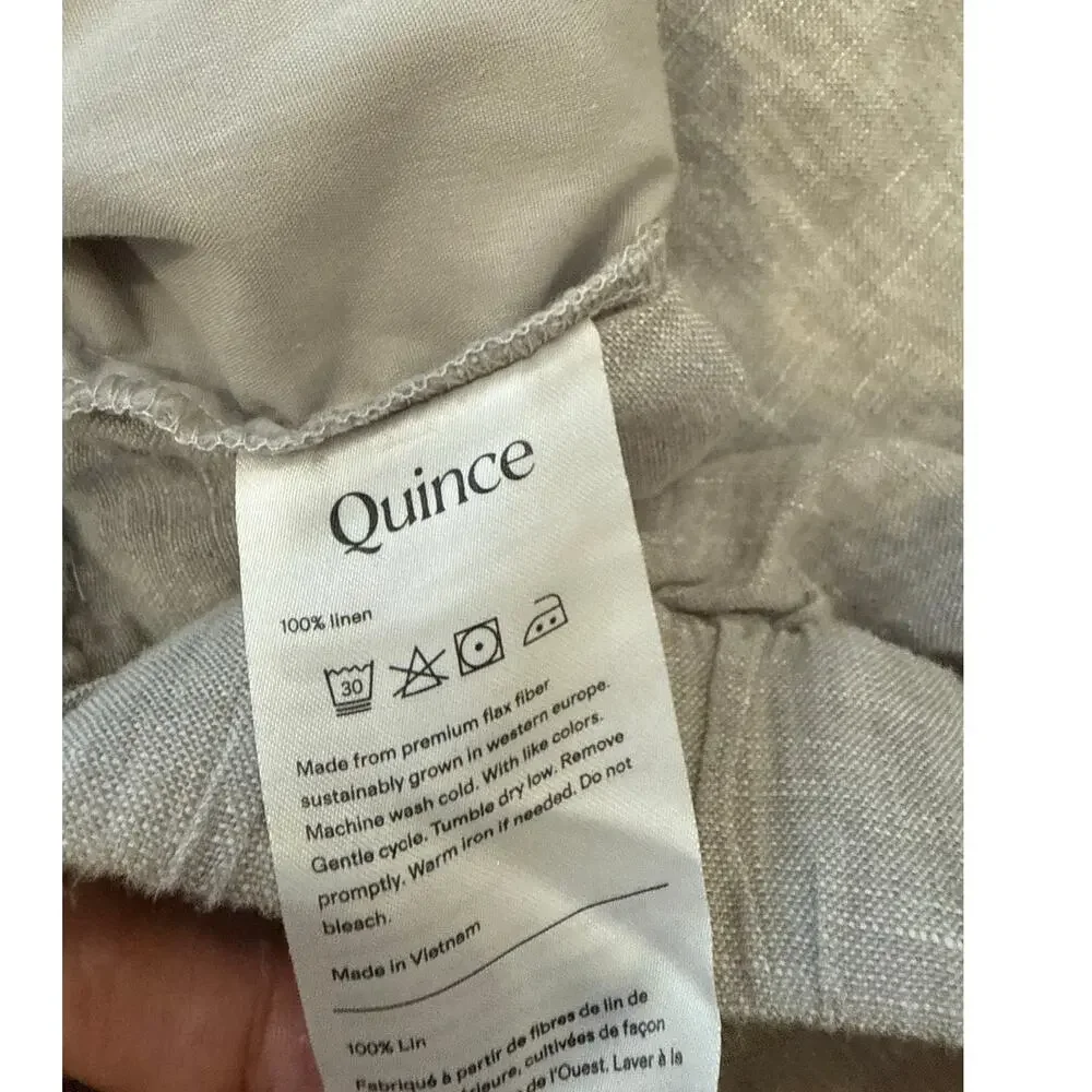 QUINCE Tan 100% Linen Loose Fit Pull On Goucho Pants Women 1X